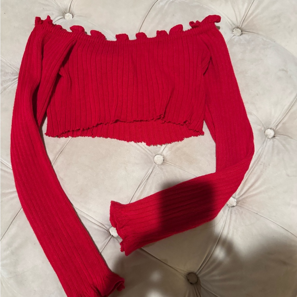 Stylish Red Off-Shoulder Sweater